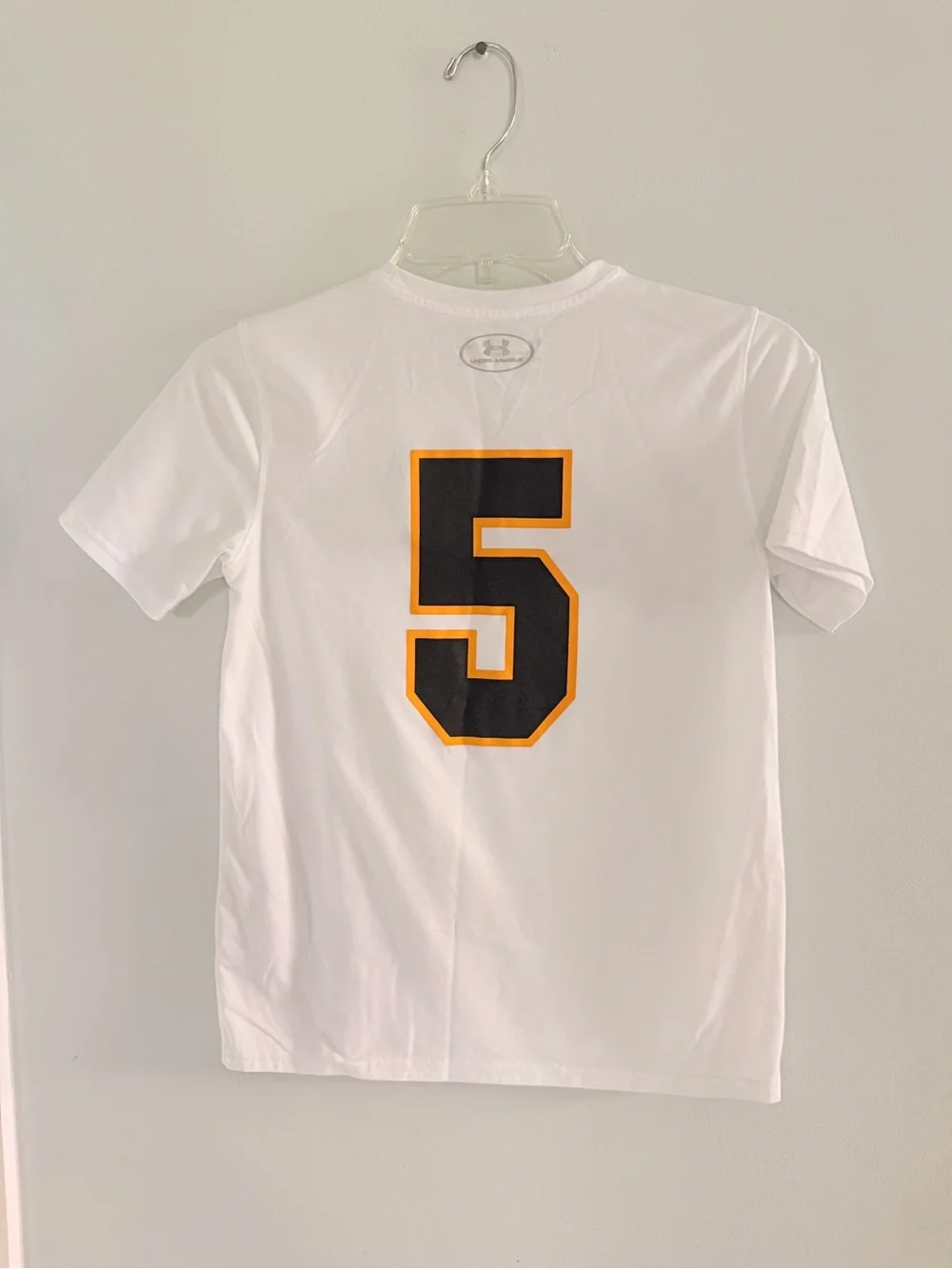 Under Armour White Boys Canes Baseball Shirt with Black Logo